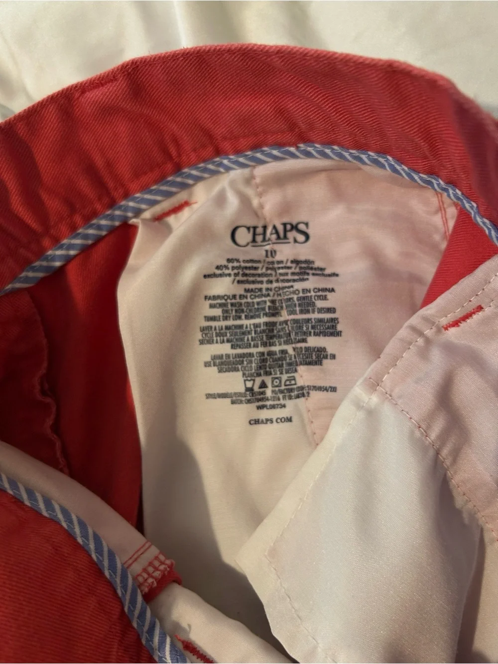 Chaps Boys Red Chino Pants Size 10 Straight Leg Preppy Casual